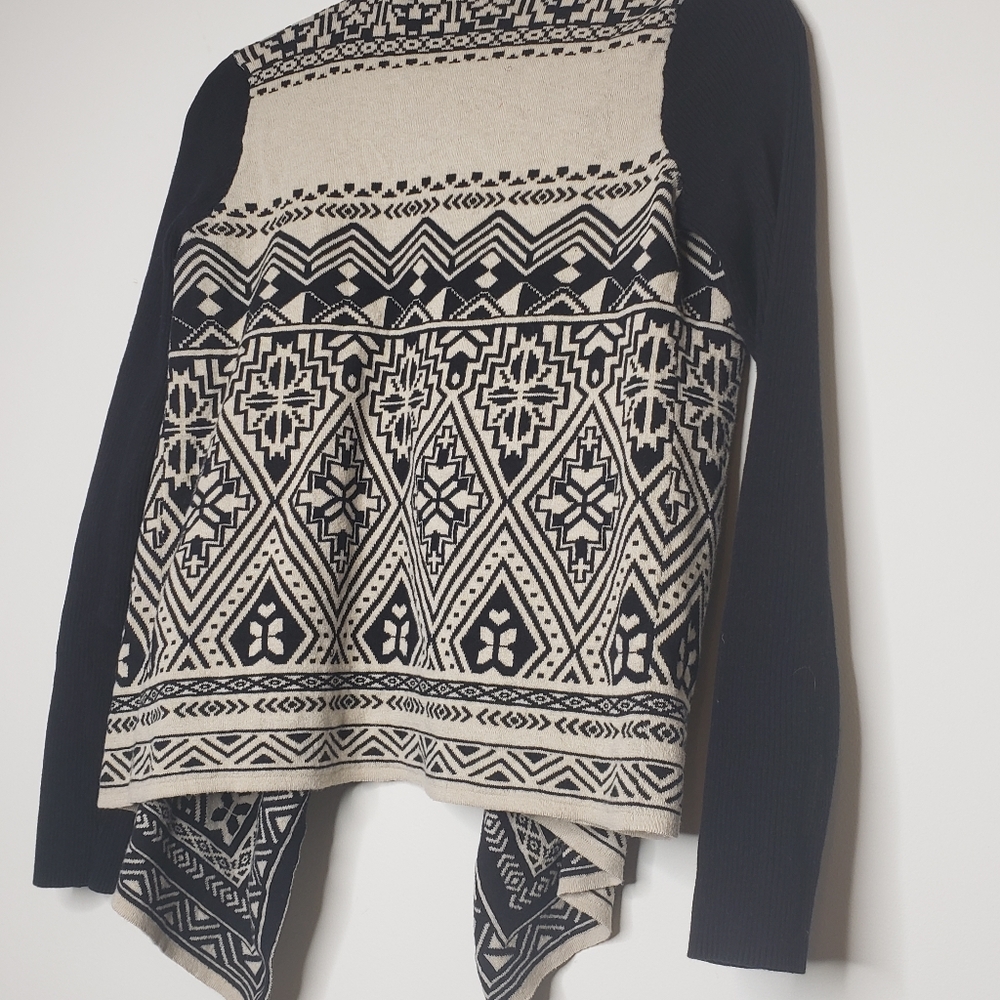 Lucky brand black tan cardigan Aztec, Boho, Indie Western Womans size medium - Picture 8 of 8